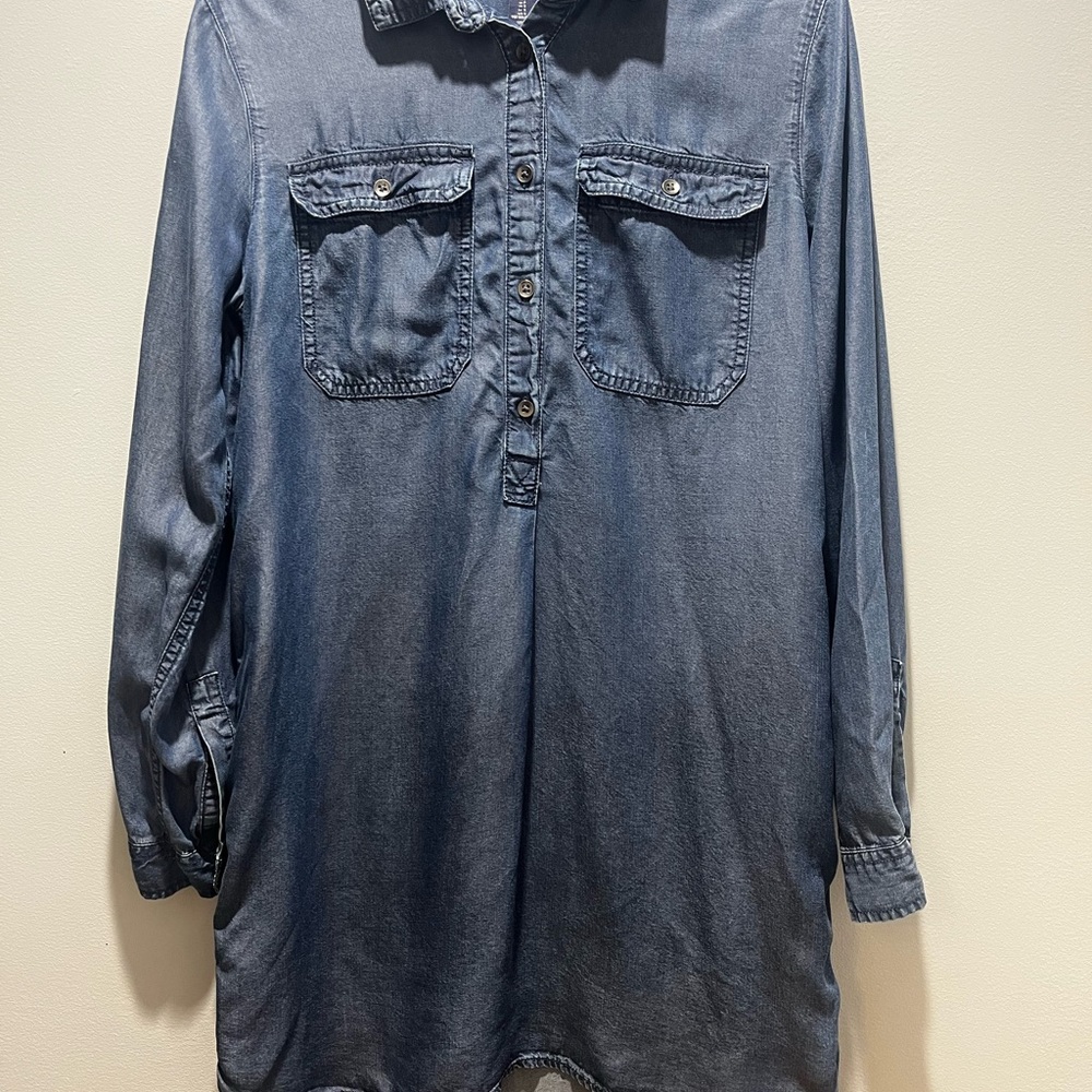 Women's GAP Blue Long Sleeve Mid Length Dress Size‎ Small. 100% Lycell